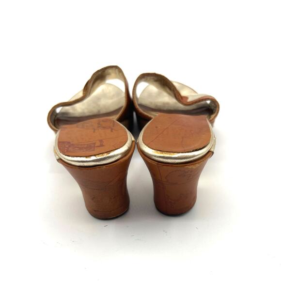 Alvero Martini 1A Sandal Wedge Gold Brown Leather Made In Italy Womans Size 8.5 - Picture 4 of 6